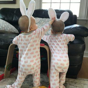 Twin Baby Girls Nordstrom Bunny PJs 6 Months